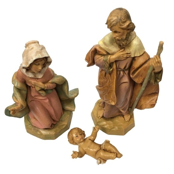 VINTAGE 90s Fontanini Nativity Figurines Holy Family Joseph Mary Baby Jesus 1991 - Picture 2 of 16